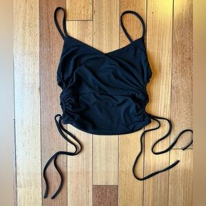 Zara Black Ruched Spaghetti Strap Top - Small